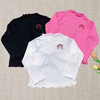 [THU ĐÔNGI] Áo dài tay bé gái chất thun tăm Hàn mềm mịn co giãn thêu nơ xinh xắn cho bé 09-26kg