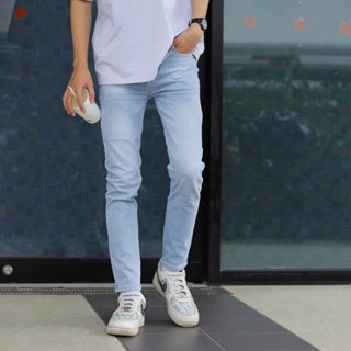 Quần jean nam xước nhẹ màu xanh ghi nhạt co giãn 4 chiều cao cấp chất bò denim dáng ôm slimfit skinny 5678 01 Pon.mens