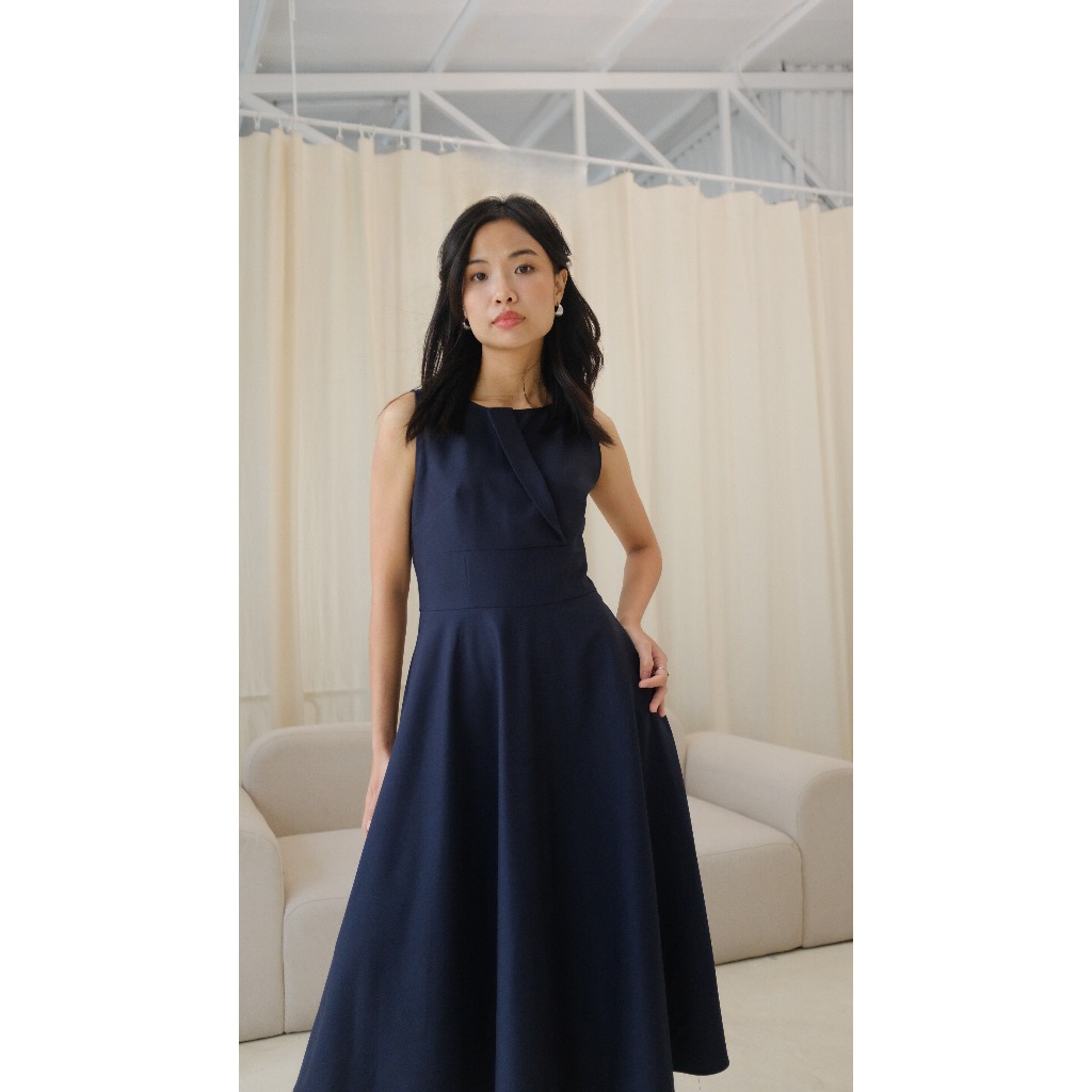 NINE 2 FINE - Váy công sở lịch thiệp Bateau neck navy dress