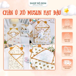 Chăn ủ xô muslin hạt đậu ZELOO KILUTA Choàng ủ xô hạt đậu Chăn ủ có mũ cho bé sơ sinh Shop Rô Ron
