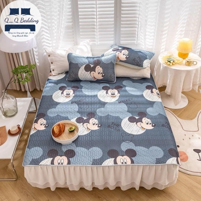 Chiếu điều hoà cao su non hoạ tiết ngộ nghĩnh,mềm mịn thoáng mát kèm 2 vỏ gối
