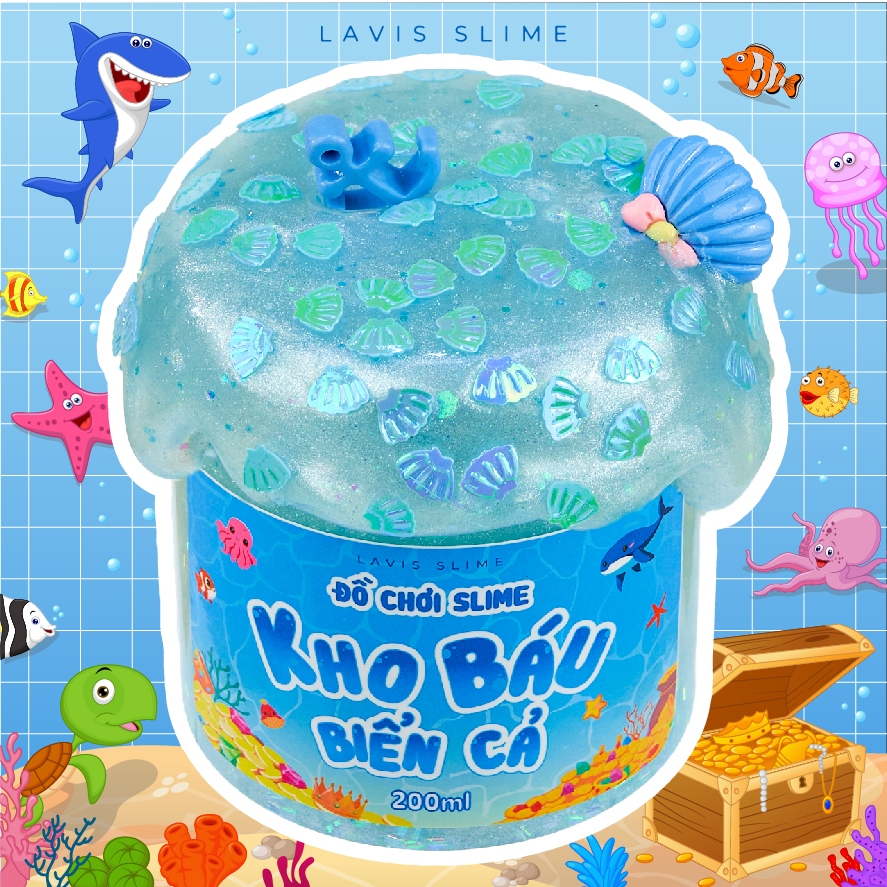 Lavis Slime - Slime Trong Kho Báu Biển Cả Tặng Kèm Charm Cốm Topping Nhiều Màu Sắc