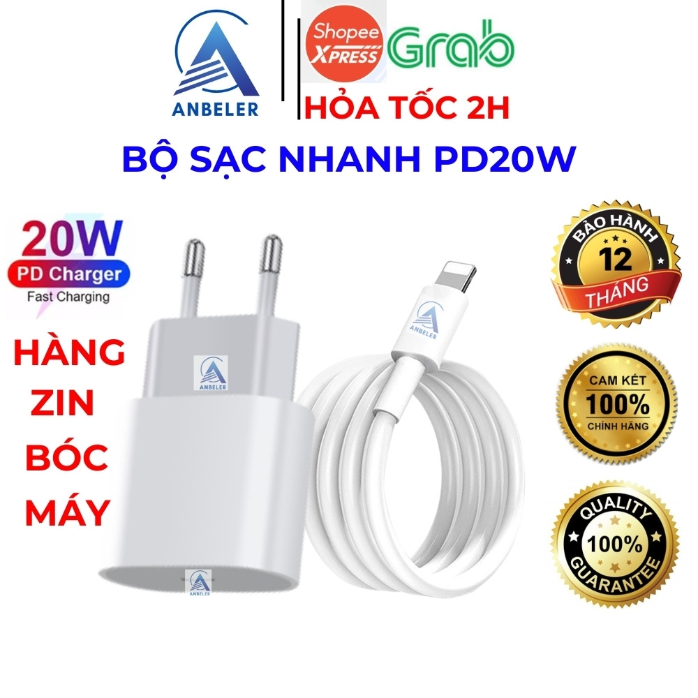 Bộ Củ Cáp Sạc Nhanh PD20W Chính Hãng Zin Bóc Máy, Sạc Nhanh Cho IP 8/X/11/12/13/14/15/16++ Bảo Hành 12 Tháng Lỗi 1 Đổi 1