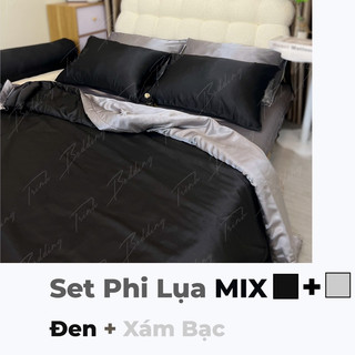 Bộ Drap Giường Phi lụa Phiên Bản 2 Màu Mix Match Màu Basic Trinhbedding