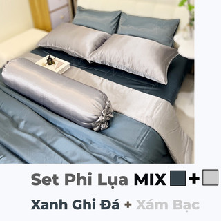Bộ Drap Giường Phi lụa Phiên Bản 2 Màu Mix Match Màu Basic Trinhbedding