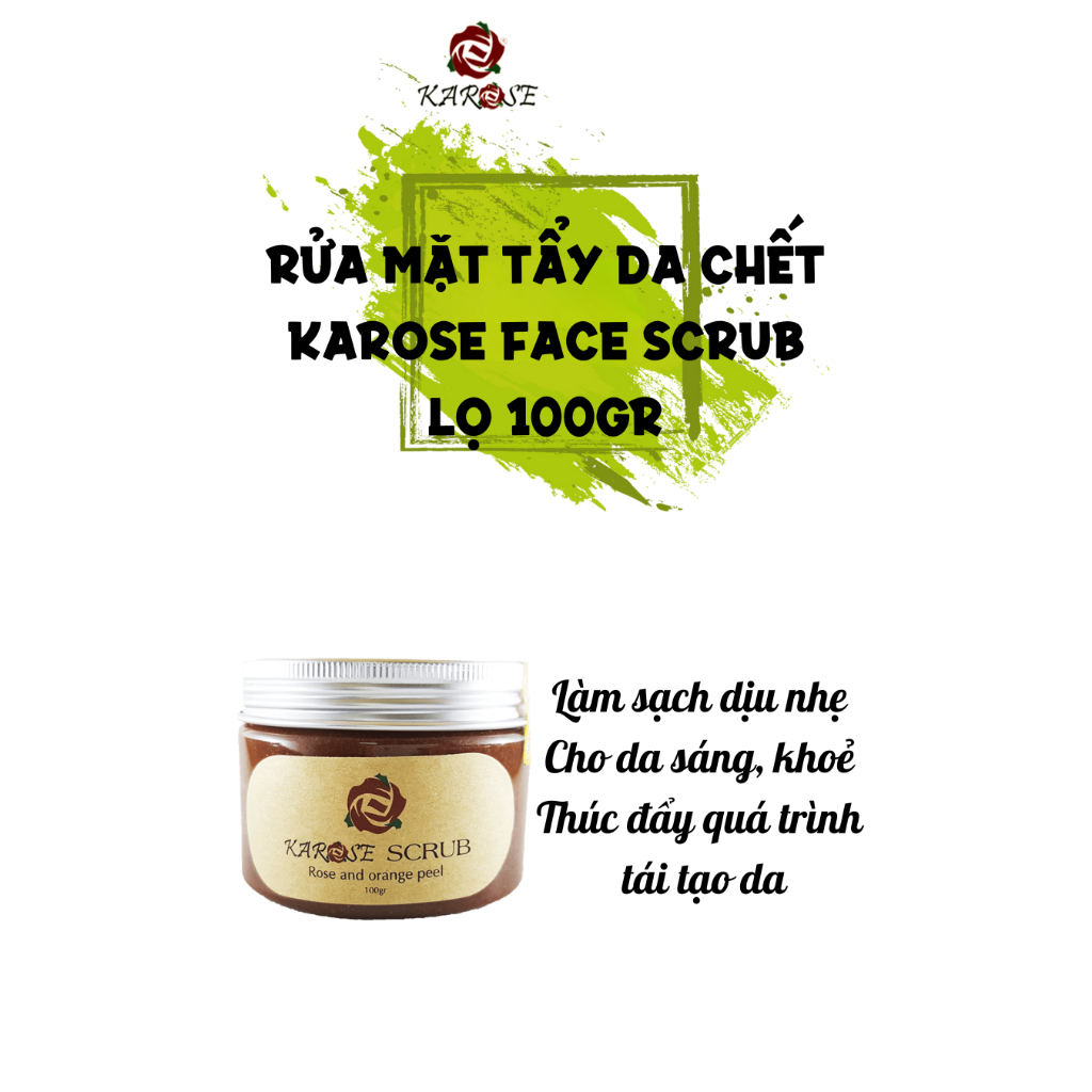 (Karose) Rửa mặt tẩy da chết Karose scrub Làm sạch sâu, cho làn da sáng mịn, giảm mụn Lọ 100gr Koshka Home