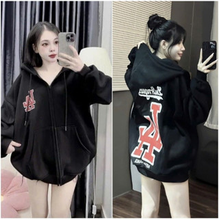  Áo Khoác Nỉ Nam Nữ Form Rộng Mũ Hai Lớp_LA - Áo Hoodie MLB LA Mũ To Form Rộng Cao Cấp Hoodie Nỉ Unisex Nam Nữ Hottrend 