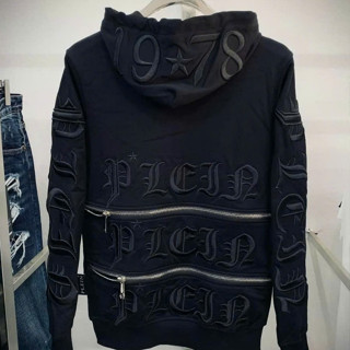 Áo Khoác Nam Nỉ Philip QP 19*87 2 Khoá Sau Lưng Thêu Chữ - Áo Khoác Philipp Plein Cao Cấp Khoá Zip Nam Nữ Hottrend 2k4