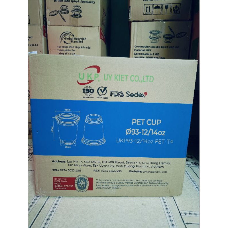 SỈ THÙNG LY PET 360ML (1.000 cái) UY KIỆT CÓ LINK NẮP