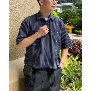 BRINY STRIPE SHIRT - Sơ Mi Xanh Đen - MONSIEUR