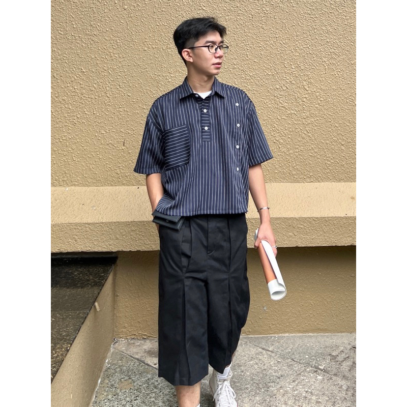 BRINY STRIPE SHIRT - Sơ Mi Xanh Đen - MONSIEUR