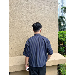 BRINY STRIPE SHIRT - Sơ Mi Xanh Đen - MONSIEUR
