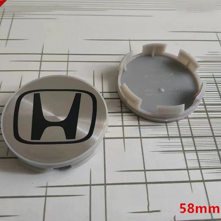 Logo cho dòng xe Honda, Logo chụp mâm xe Honda đường kính 58mm mạ crom logo đen.