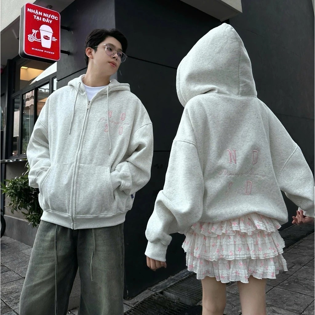 Áo Hoodie Zip NQ30 SQUARE Chữ Thêu Nam Nữ Form Boxy Thêu Áo Khoác Nỉ Form Rộng Phong Cách Trẻ Hàn Quốc Hanestore