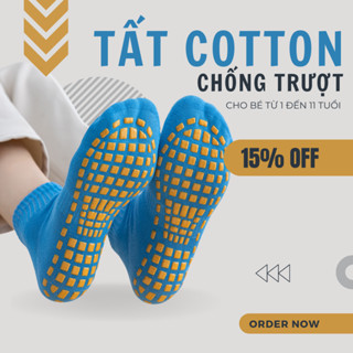 Tất chống trơn trượt 1 màu cho bé từ 1-11 tuổi, tất chống trơn trượt cho bé trai bé gái