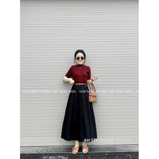 Chân váy xoè thô mềm kèm đai da