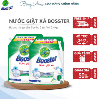 Combo 2 túi nước giặt xả Bosster hương nắng xuân, túi 2.4kg TẶNG kèm quà - HÀNG CHÍNH HÃNG