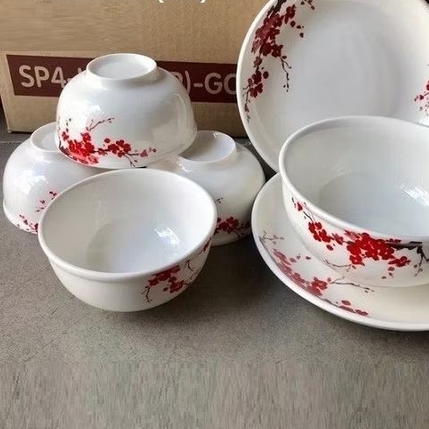 chén tô dĩa sứ hoa đào - chén tô dĩa sứ