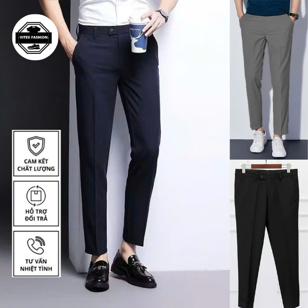 Quần Tây Nam Hách Dáng VITEX FASHION - Quần Âu Nam Thời Trang Công Sở Vải Nhập Khẩu Co Giãn Nhẹ, Dày Dặn