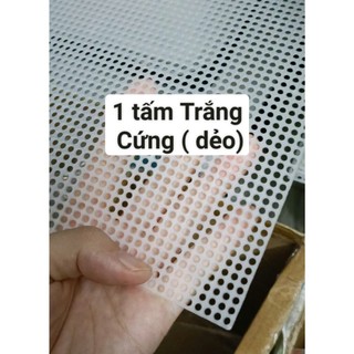 Canvas (nhựa) lỗ tròn 33*50cm, dùng nẹp mảnh móc và thêu sợi dệt 2mm