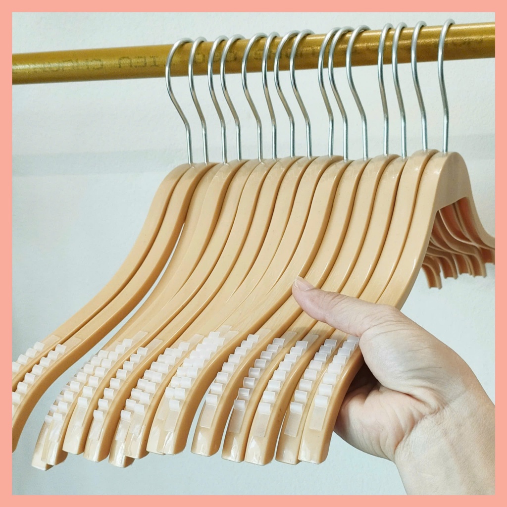 Móc treo quần áo người lớn và trẻ em,móc nhựa dáng tre vai đệm chống trơn tuột màu vàng - mắc treo quần áo siêu bền