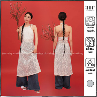Áo Dài Cổ Yếm Cột Dây Hở Lưng, Váy Yếm Ren Buộc Dây Cá Tính Hạ Lan - Sunday Clothing AO039