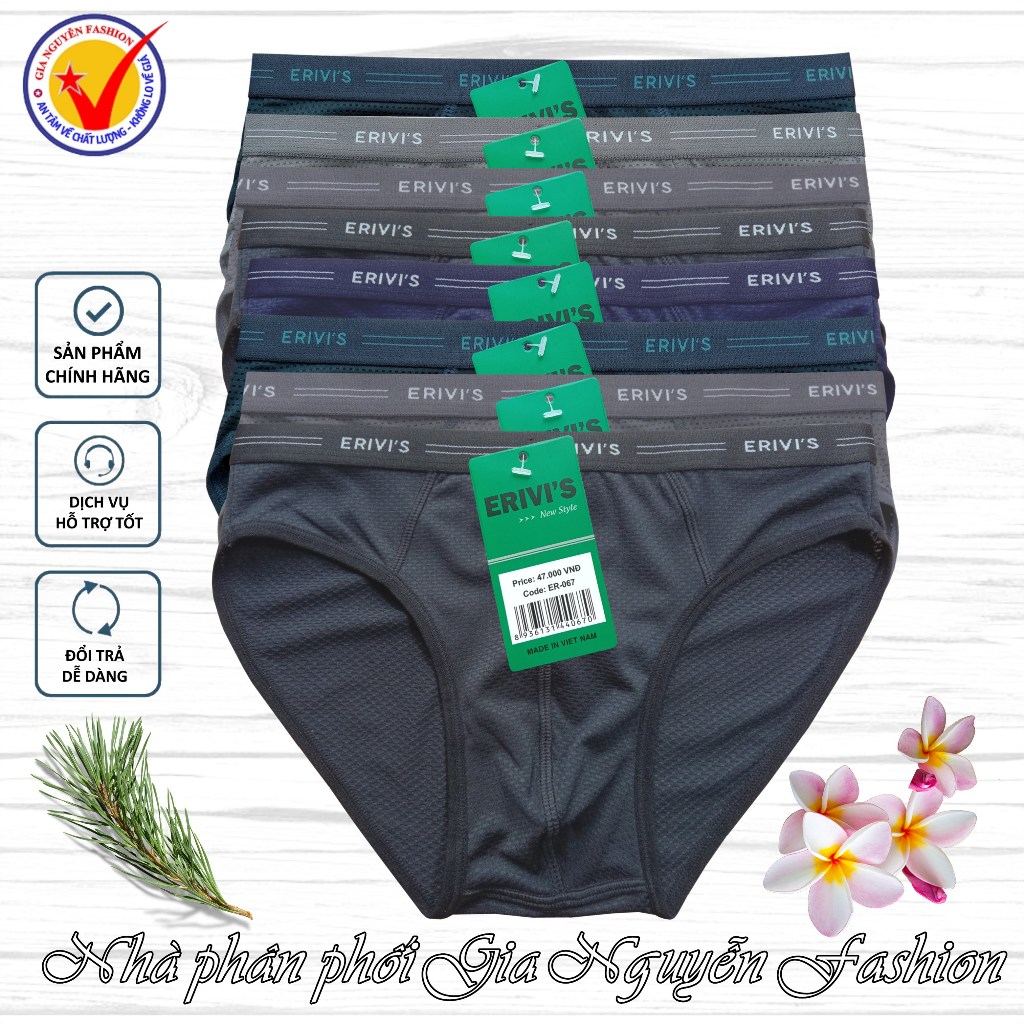 (Giá sỉ) Combo 8 Quần lót nam Thông hơi - Hàng ERIVIS Việt Nam cao cấp