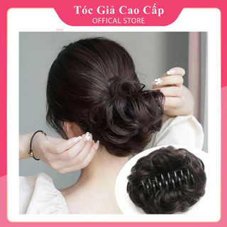 Tóc giả búi kẹp xoăn trung niên mẫu mới 2024