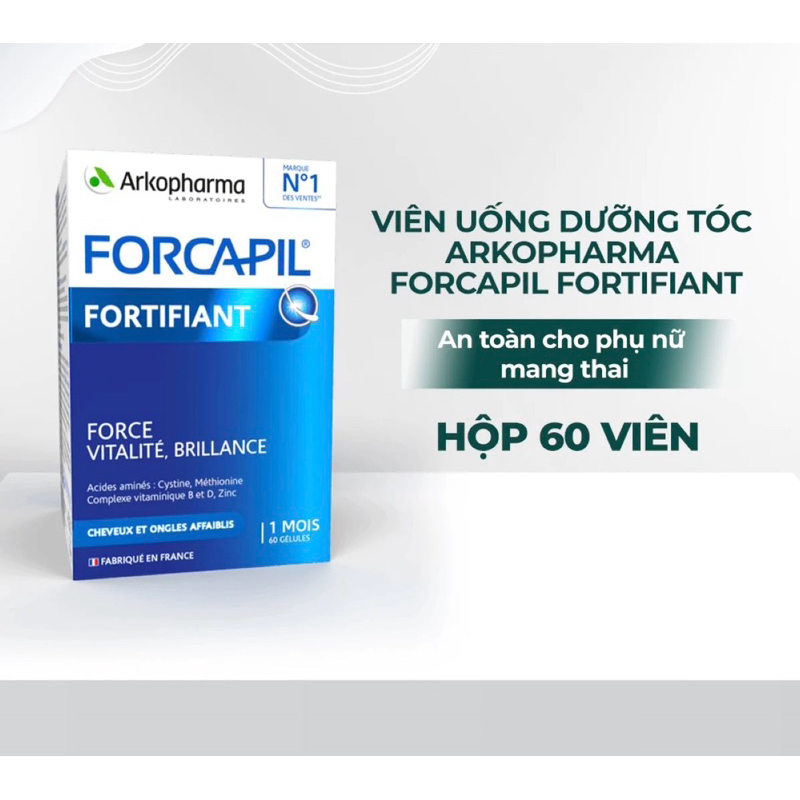 Viên uống giảm rụng tóc, tóc khỏe Arkopharma Forcapil Fortifiant 60 viên của Pháp cho cả bầu bú
