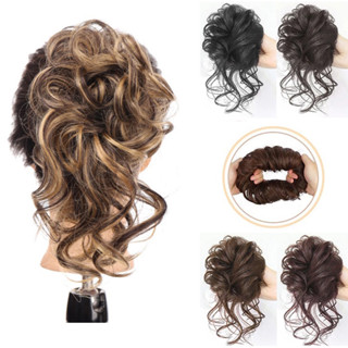  Tóc Giả Nối Dài Kiểu Tóc Đuôi Ngựa Ngắn Bằng Sợi Tổng Hợp Gợn Sóng Màu Đen Co Giãn Dành Cho Nữ 