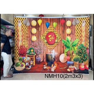 Tranh vải decor Tết mẫu mới 2025 / Phông vải Tết xưa / Nền trang trí Tết nguyên đán (1)