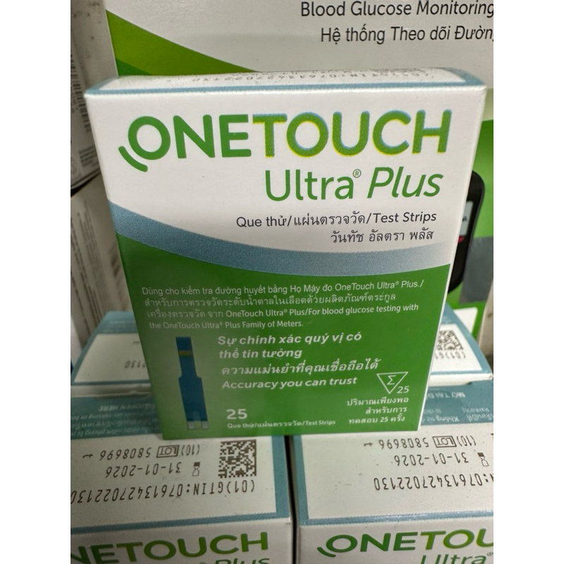 ✅ [CHÍNH HÃNG] HỘP 25 que thử test thử đường huyết tiểu đường One Touch onetouch Ultra Plus Flex Johnsons & Johnson