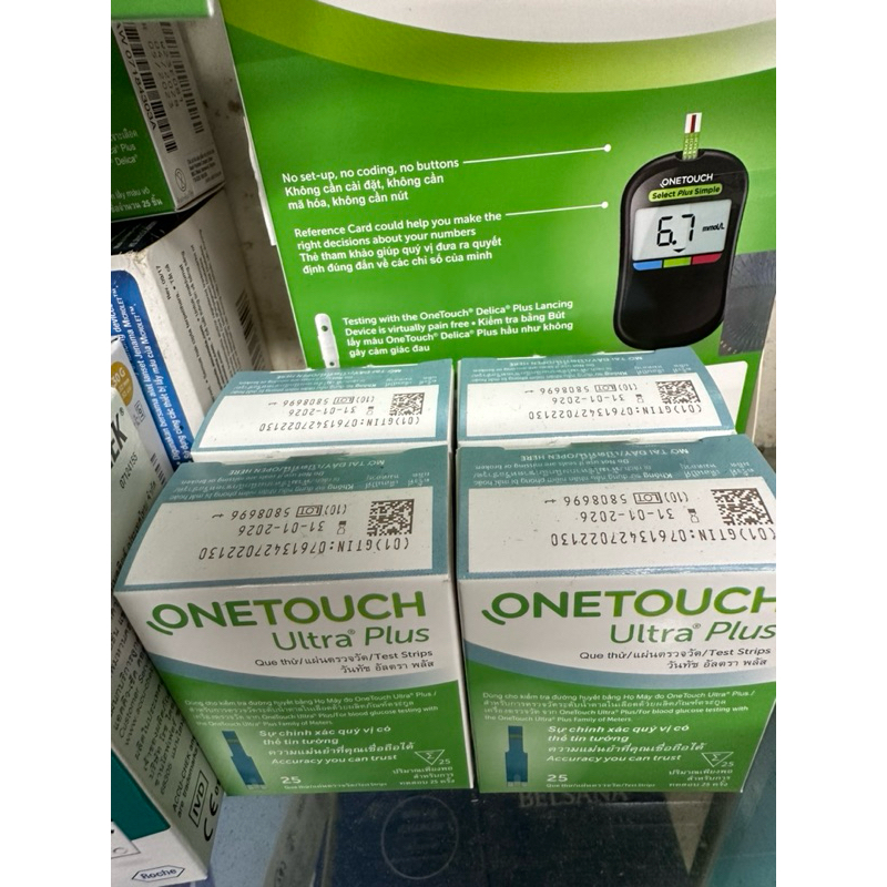 ✅ [CHÍNH HÃNG] HỘP 25 que thử test thử đường huyết tiểu đường One Touch onetouch Ultra Plus Flex Johnsons & Johnson