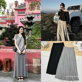   CV431  CHÂN VÁY UMI XOÈ DÀI MIDI metwo.dearu - Chân váy thun trơn dáng xoè A cạp phẳng chun lưng hack dáng ulzzang HQ 