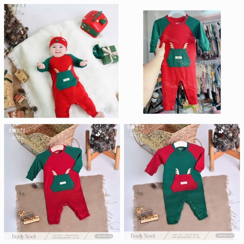[HRNEE] BODY NOEL GIÁNG SINH NỈ LÔNG  SƠ SINH ĐẾN 9M