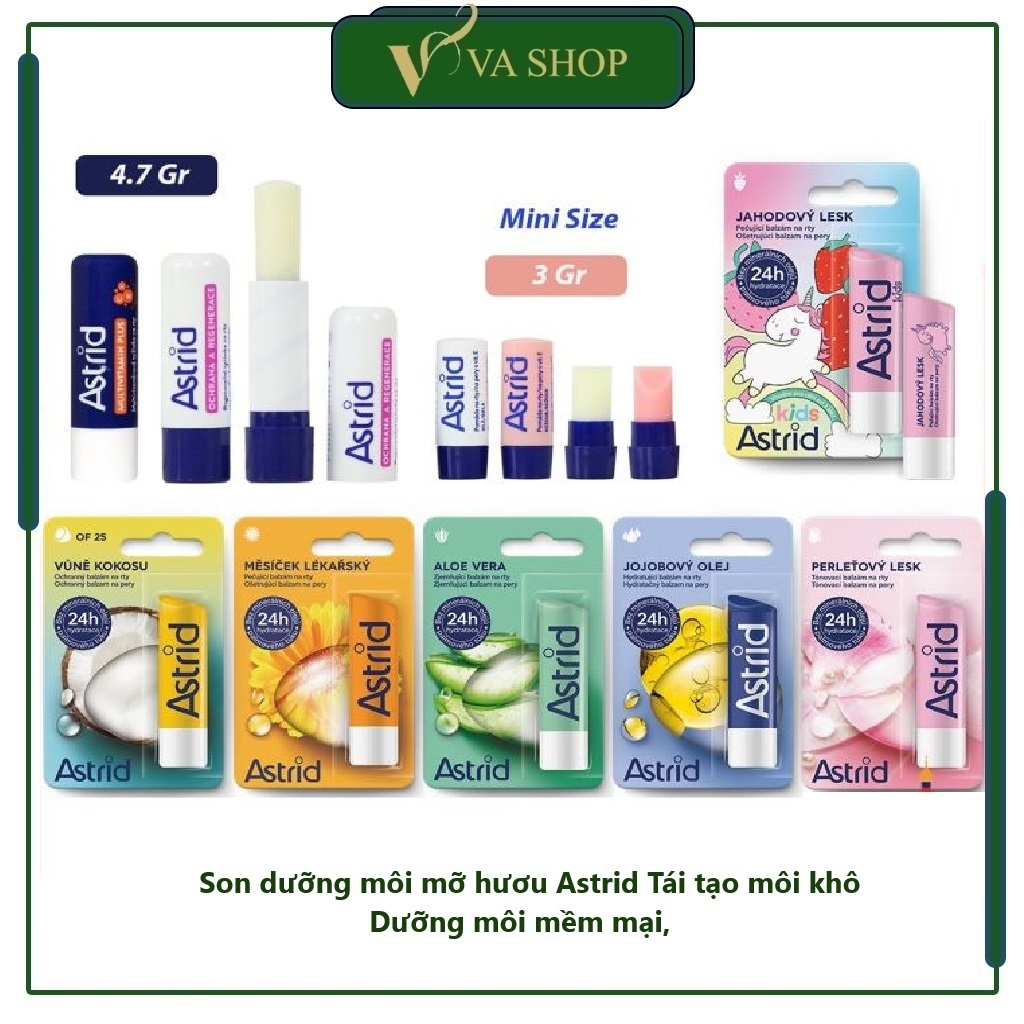 Son ASTRID, Son dưỡng môi mỡ hươu Tái tạo môi khô Dưỡng môi mềm mại.