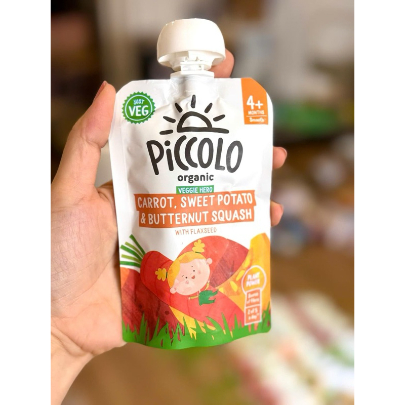 Rau củ nghiền hữu cơ Piccolo cà rốt, khoai lang, và bí đỏ cho bé từ 4m+