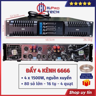 Đẩy 4 Kênh Công Suất Lớn IBL 6666 80 Sò Lớn 4x1500W 16 Tụ - Nguồn Xuyến, Đẩy 4 Kênh Karaoke Cao Cấp