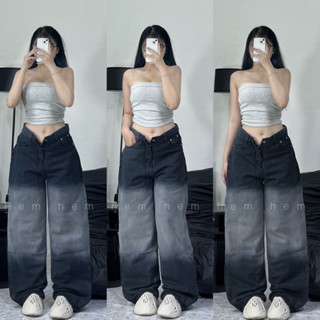 Quần jean loang đen nam nữ ống suông ( hình thật shop )