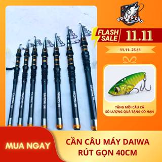 Cần Câu Máy DAIWA Rút Gọn 40cm Cao Cấp Cần Câu Cá Chất Liệu Cacbon Siêu Khỏe, Siêu Bền, Chính Hãng Tặng Mồi Câu