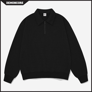 Áo Sweater cổ zip nỉ chân cua Demoncore.