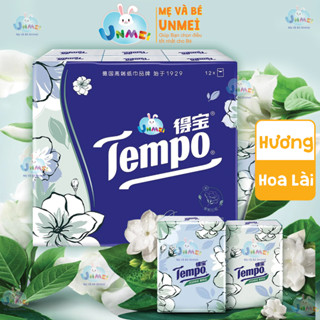 Tempo - Khăn Giấy bỏ túi Tempo Hương Hoa Lài (Lốc 12 Gói, 4 lớp, 7 khăn/gói) Mẹ và Bé Unmei