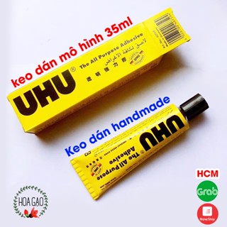 Keo UHU 35ml - Dán Vải, Nhựa, Da, Gỗ, Mô hình DIY Keo dán UHU chuyên dán đồ handmade, vải, len sợi đa dụng, trong suốt
