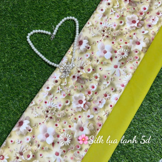 (vải nguyễn duyên) vải silk lụa lạnh 5d hoa nhí ( khổ vải 1m5) vải may áo dài, bà ba, váy đầm bộ