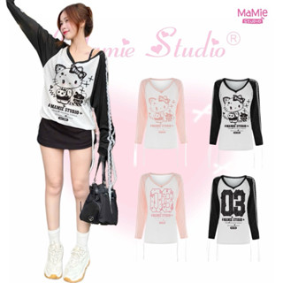 Áo thun giấy tay dài Mamie form rộng cho nữ, áo cổ tim raglan,chất mỏng nhẹ xuyên thấu co giãn thoải mái, không có lót