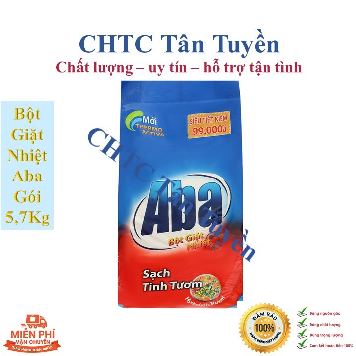 Bột giặt nhiệt Aba sạch tinh tươm túi 5.7kg