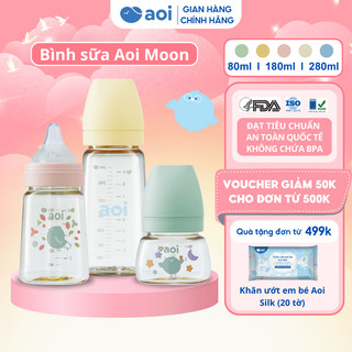 Bình sữa cho bé Aoi MOON chất liệu PPSU an toàn hiện đại chống đầy hơi giúp bé không bị sặc