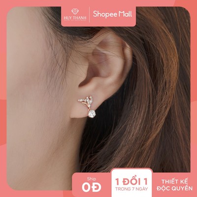 Bông Tai Nữ Vàng Tây 14K BTPTB315  Đính Đá CZ Cao Cấp Lấp Lánh Huy Thanh Jewelry