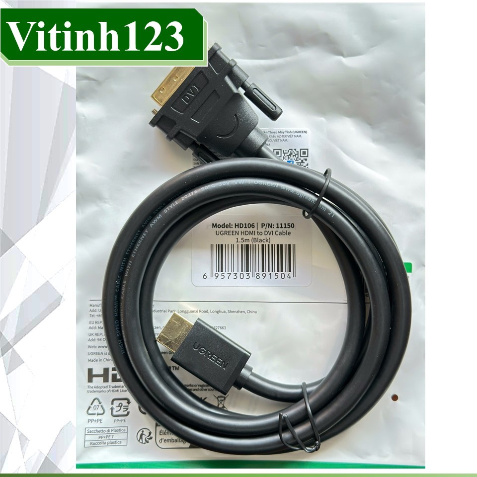 Cáp chuyển đổi HDMI to DVI Ugreen 11150, Ugreen 10136, Ugreen 10137