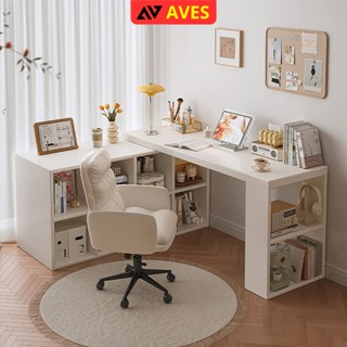 Bàn làm việc góc chữ L, Bàn học kèm kệ sách, tủ sách thông minh, thương hiệu AVES - GP368